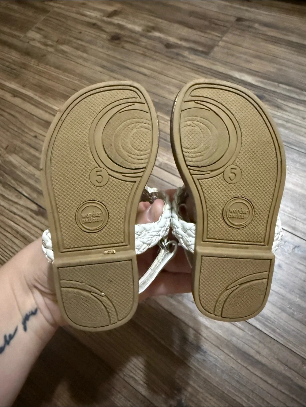 Kids Braided White Toe-Ring Sandals